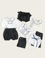 Two-Piece Button-On Set in French Blue Check (3M-2Y)