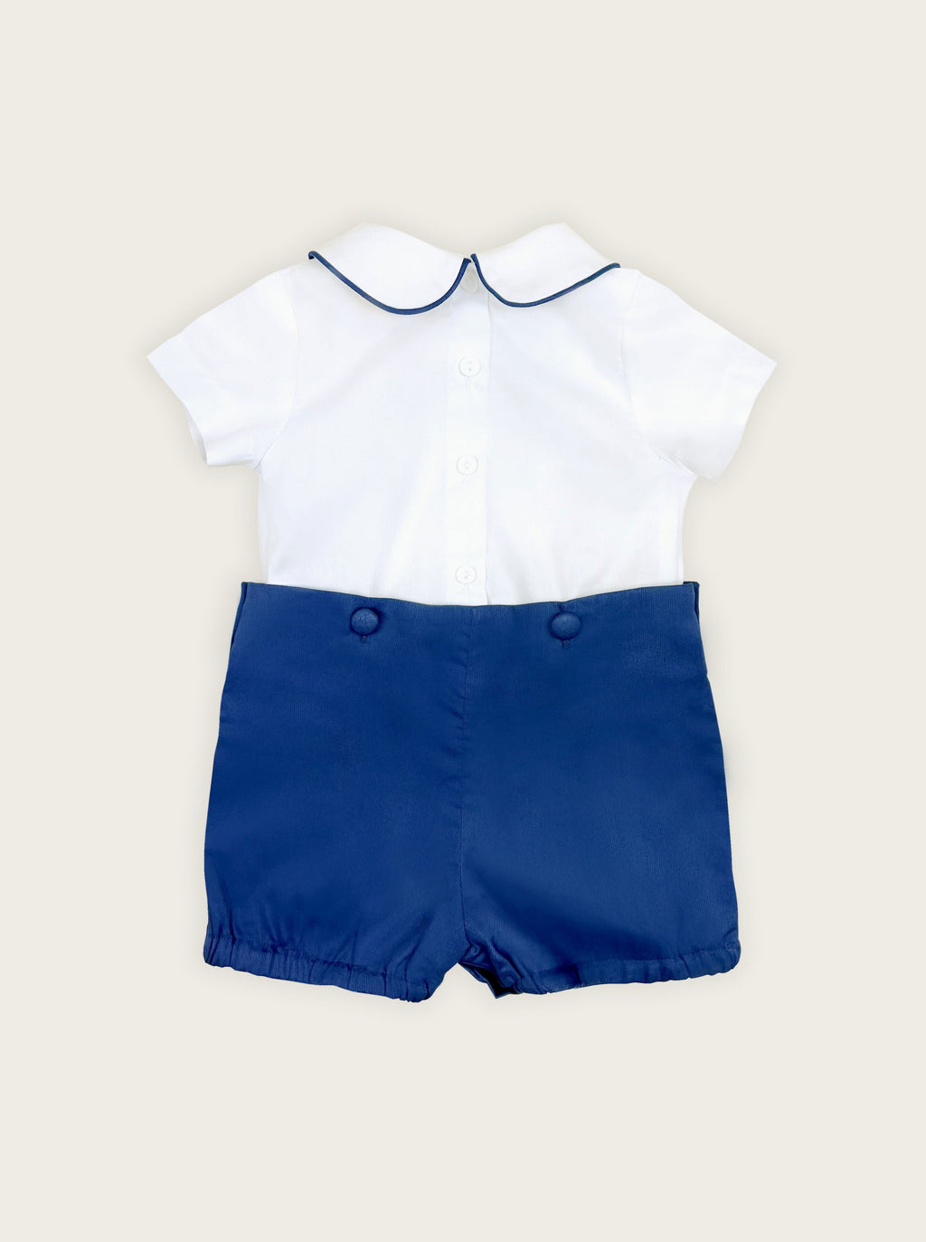 Buster Suit Set - White and Marine Blue front